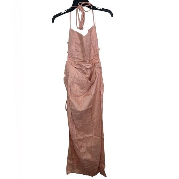 Rumer The Label x Revolve Prima Pink 100% Linen Resortwear LouLou Maxi Dress - Picture 3 of 11